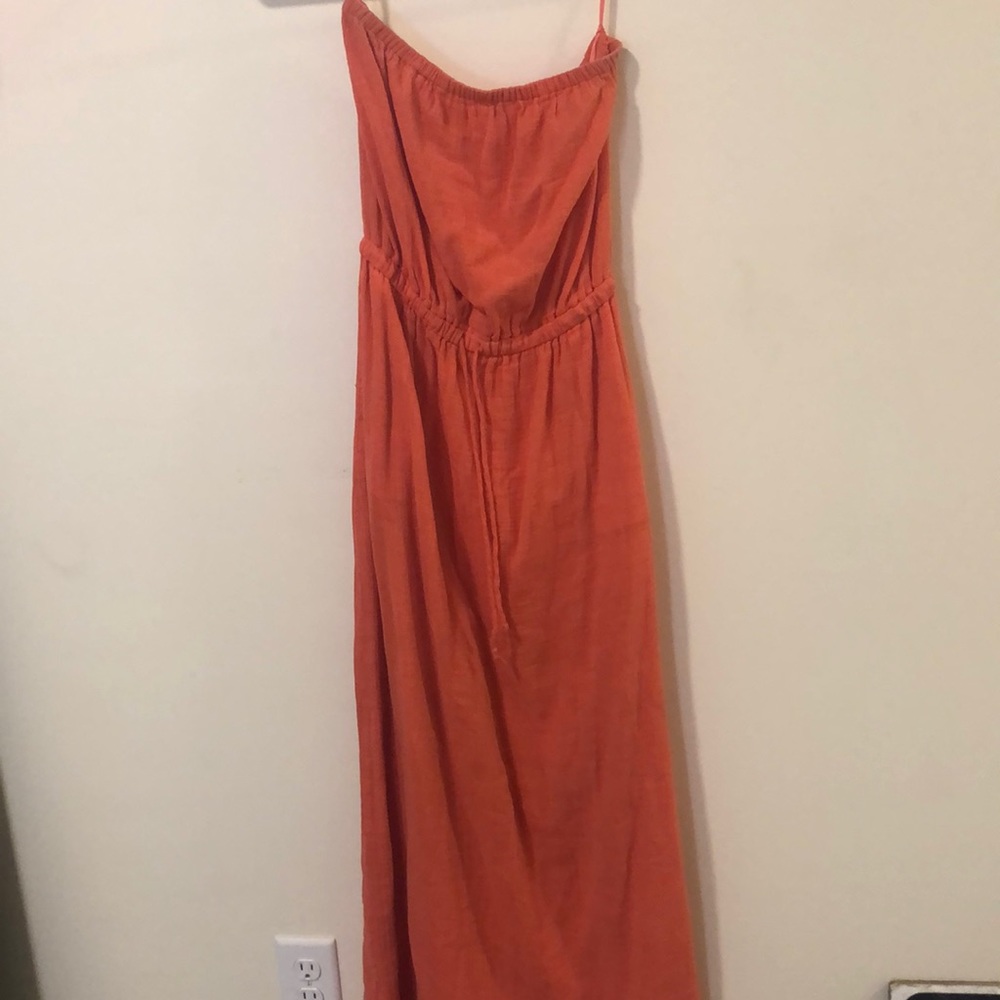 JCrew strapless coral maxi dress